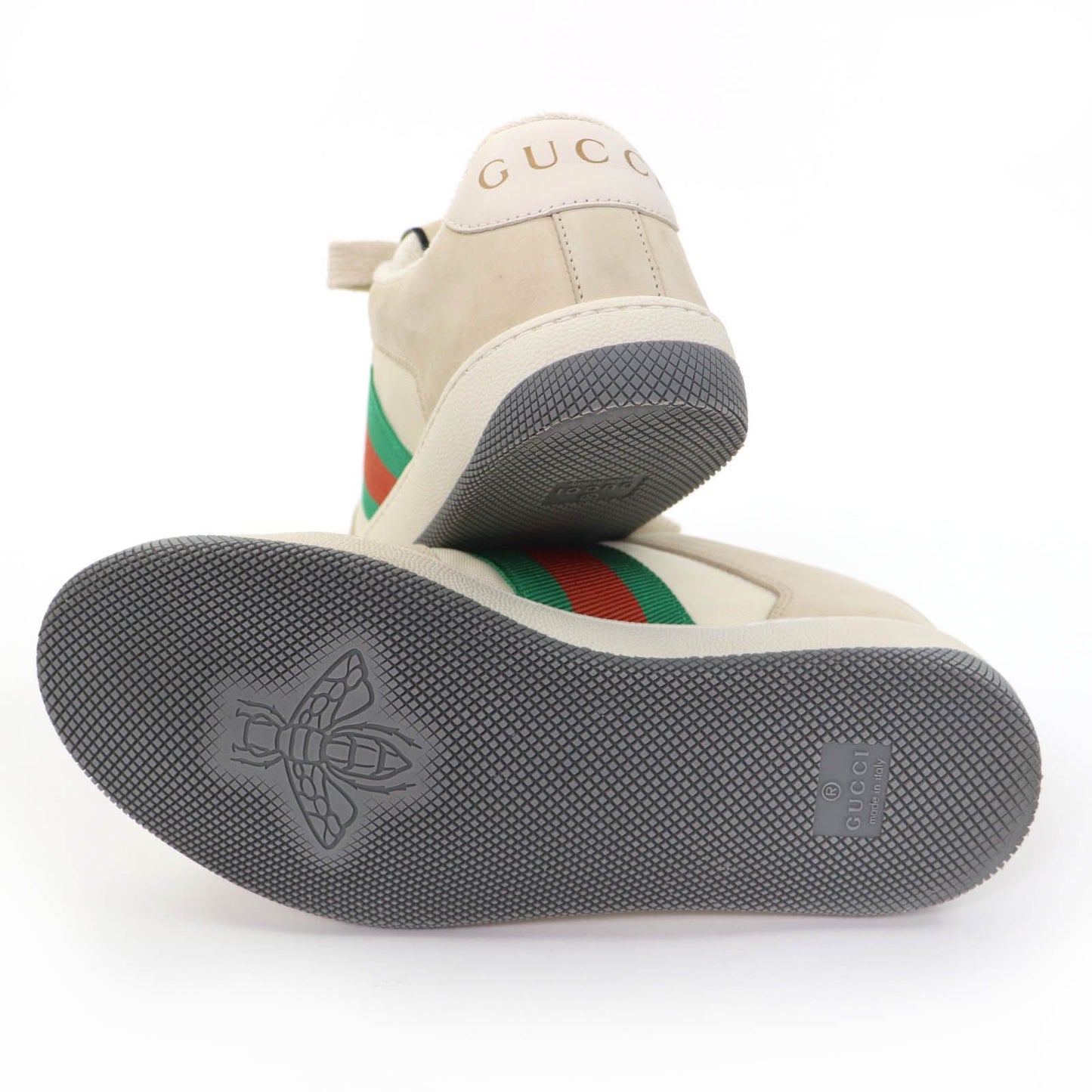 Gucci Leather Web Stripe GG Marmont Vintage Logo Low Cut Sneakers Beige — view 7