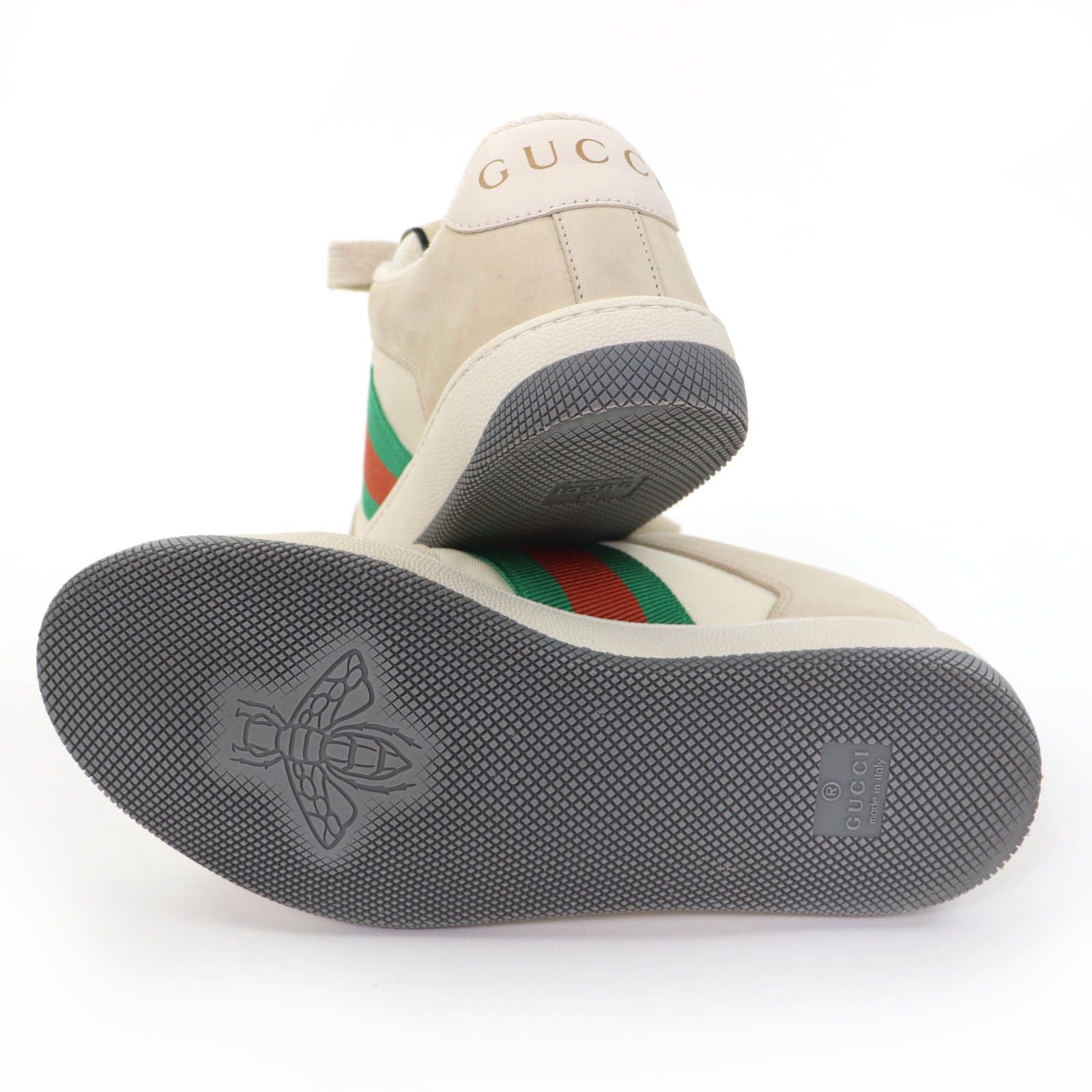 Gucci Leather Web Stripe GG Marmont Vintage Logo Low Cut Sneakers Beige — view 7