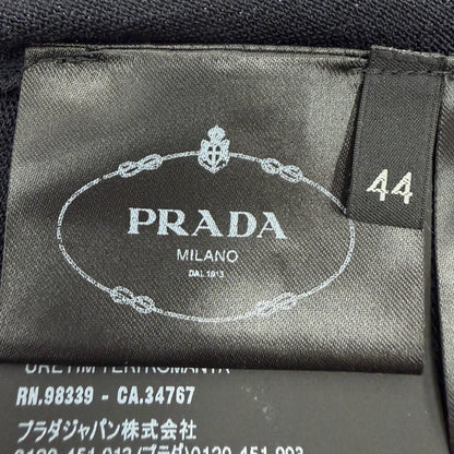 Prada Silk Cotton Collared 2-Way Long Sleeve Polo Shirt Knit Navy White 44 — view 9