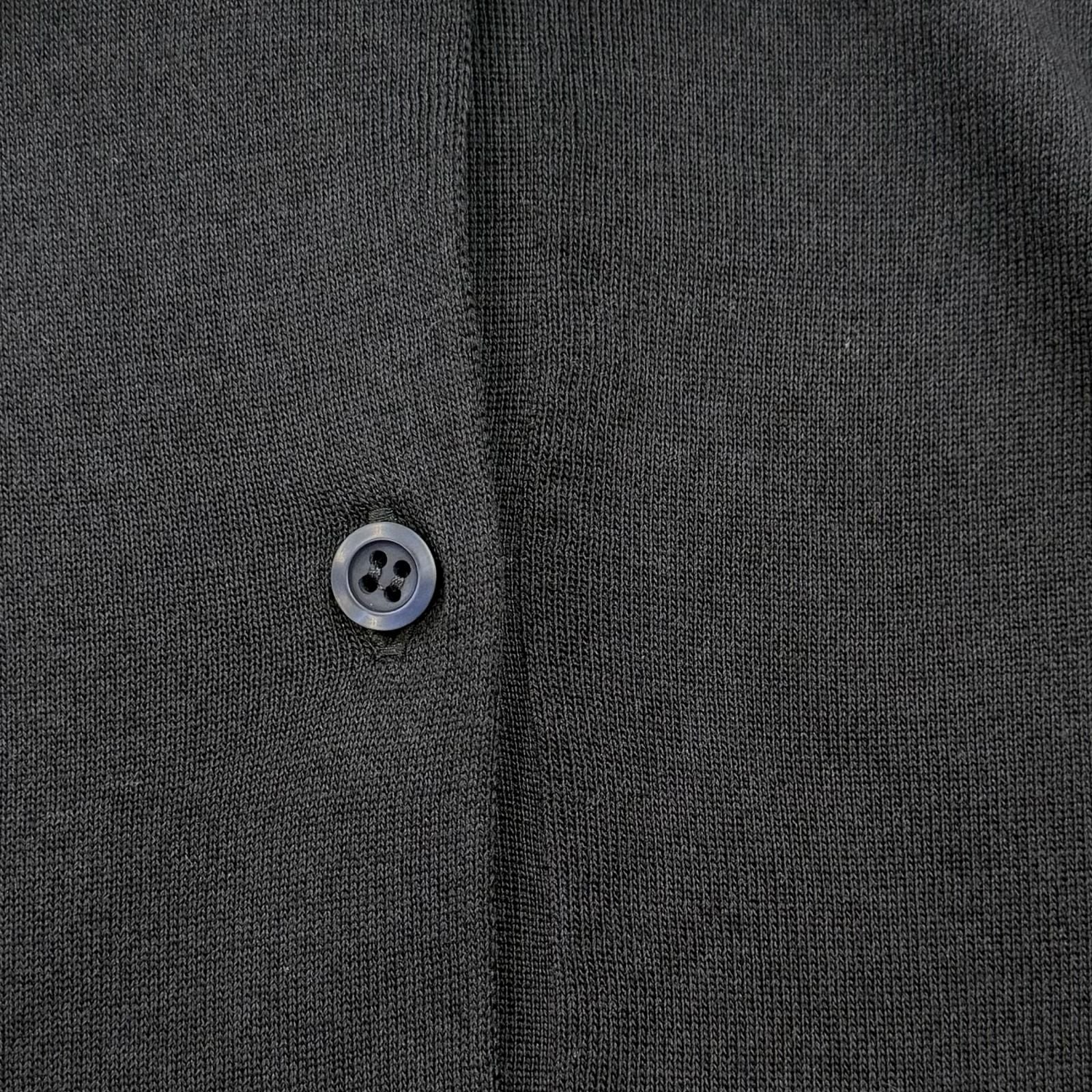 Prada Silk Cotton Collared 2-Way Long Sleeve Polo Shirt Knit Navy White 44 — view 7