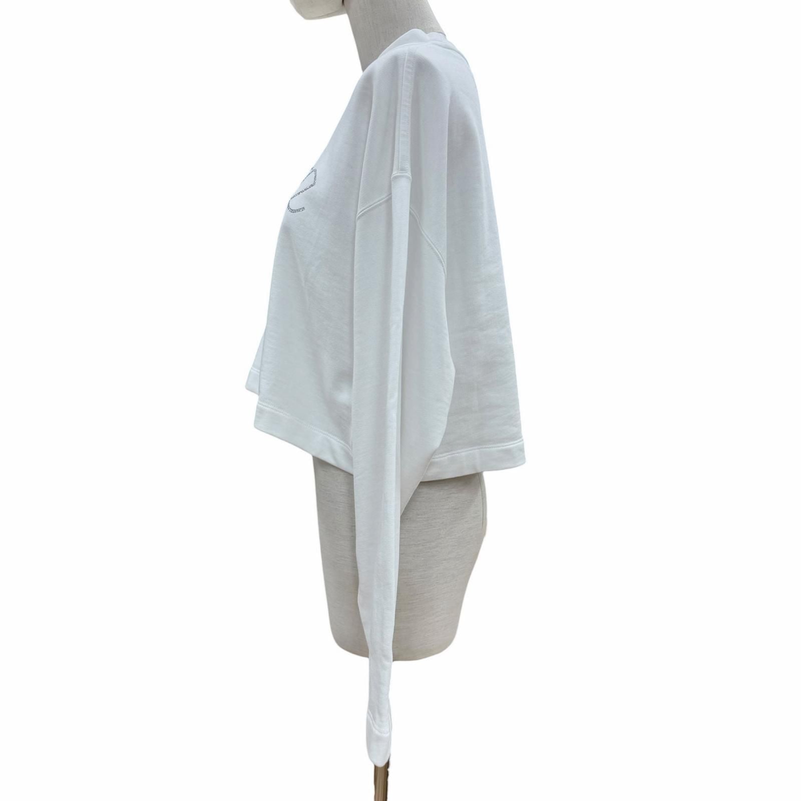 Versace Cotton 100% Logo Rhinestone Cropped Sweatshirt White 38 — view 2