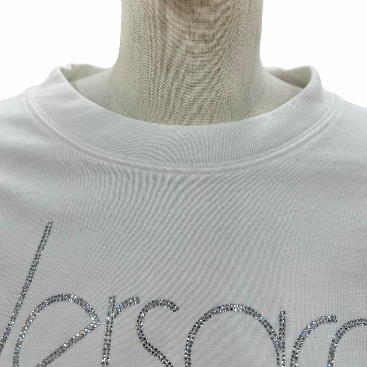 Versace Cotton 100% Logo Rhinestone Cropped Sweatshirt White 38 — view 4
