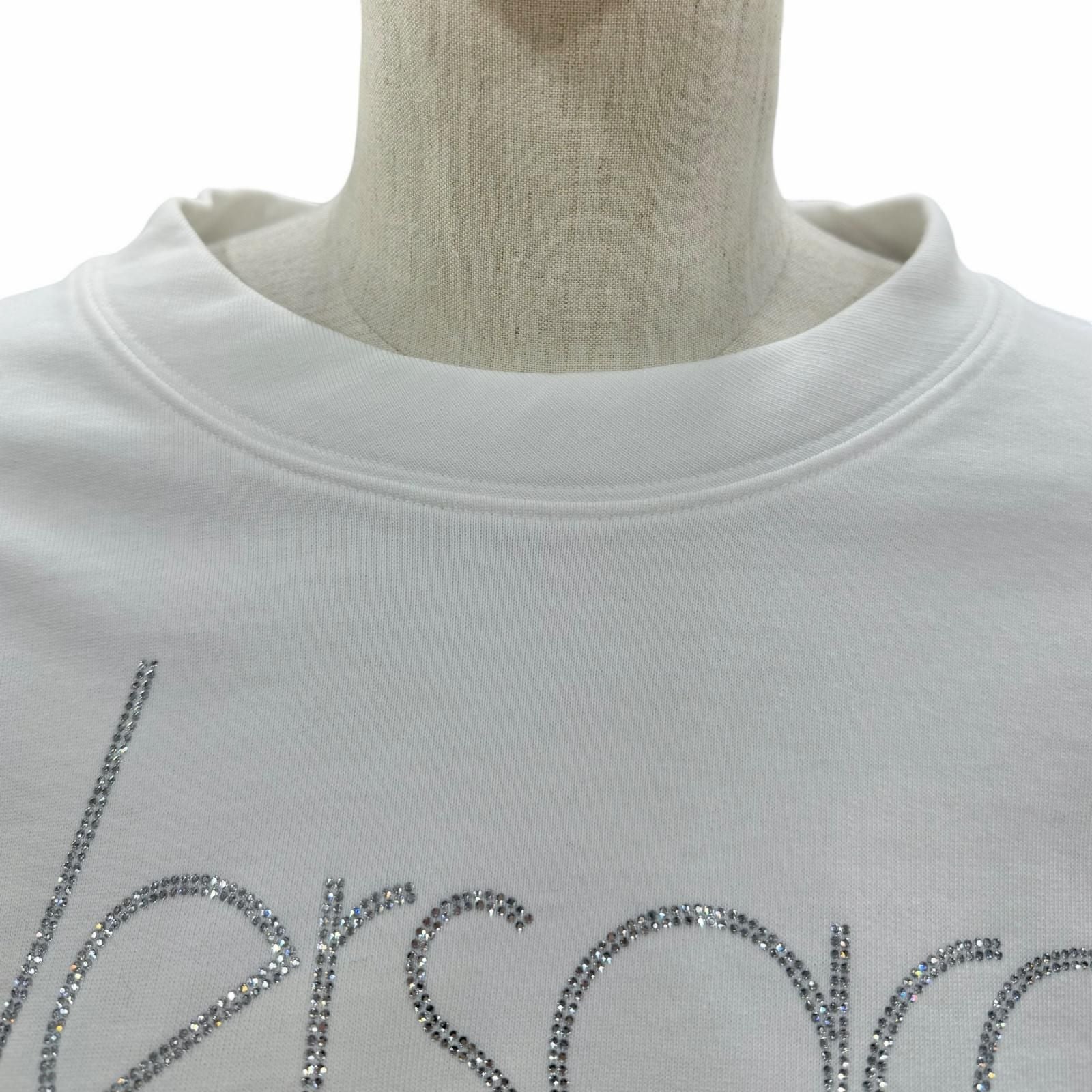 Versace Cotton 100% Logo Rhinestone Cropped Sweatshirt White 38 — view 4