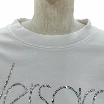 Versace Cotton 100% Logo Rhinestone Cropped Sweatshirt White 38 — view 4
