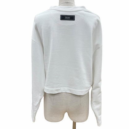 Versace Cotton 100% Logo Rhinestone Cropped Sweatshirt White 38 — view 3