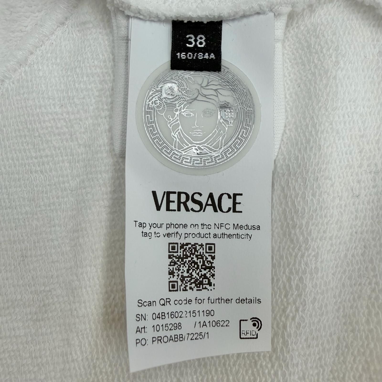 Versace Cotton 100% Logo Rhinestone Cropped Sweatshirt White 38 — view 7