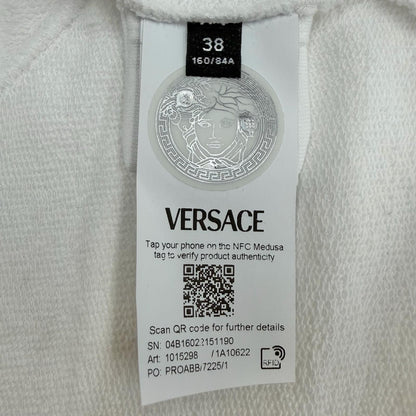 Versace Cotton 100% Logo Rhinestone Cropped Sweatshirt White 38 — view 7