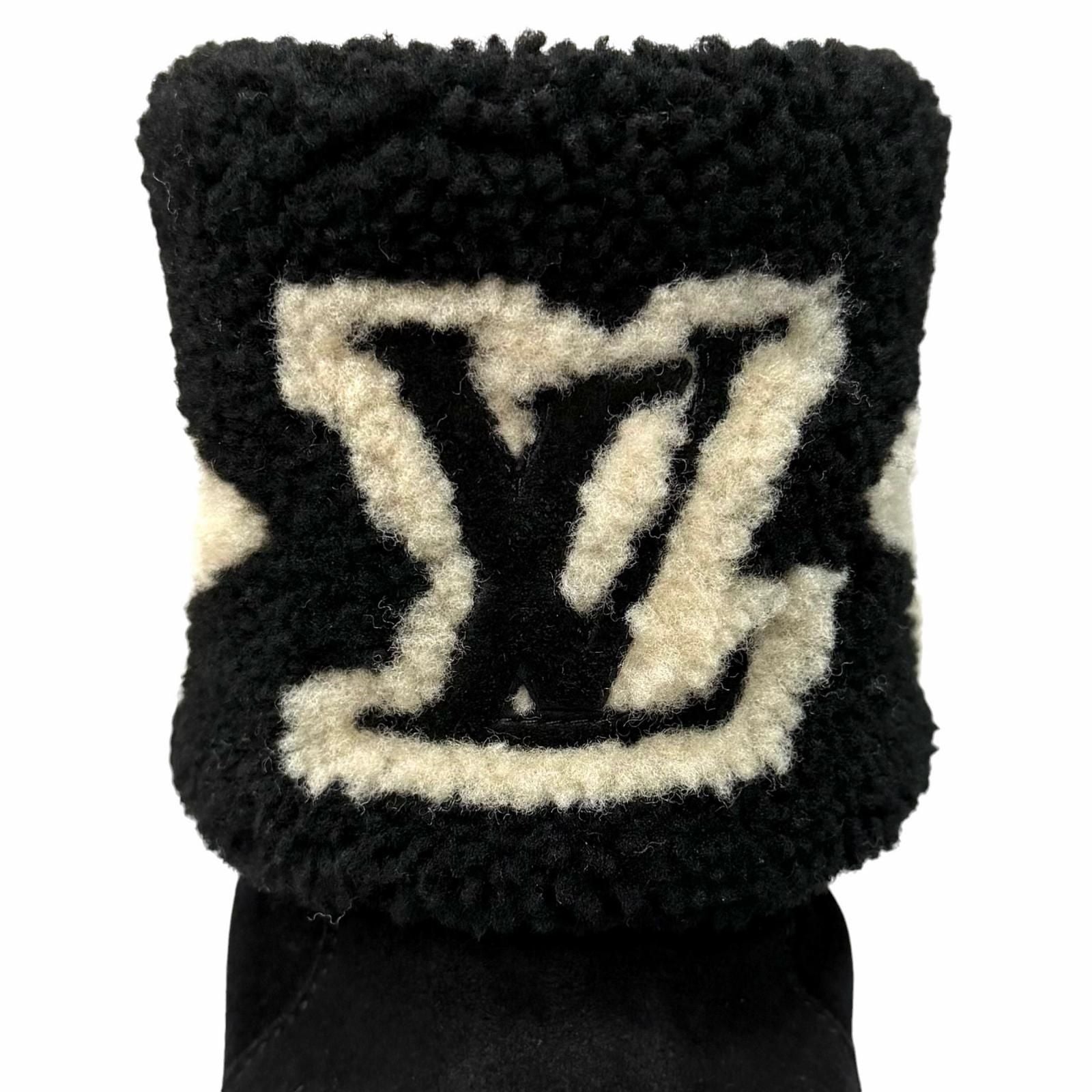 Louis Vuitton Snowdrop Line LV Logo Shearling Boots Black — view 8