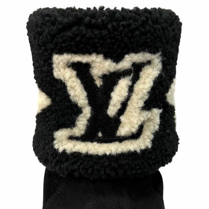 Louis Vuitton Snowdrop Line LV Logo Shearling Boots Black — view 8