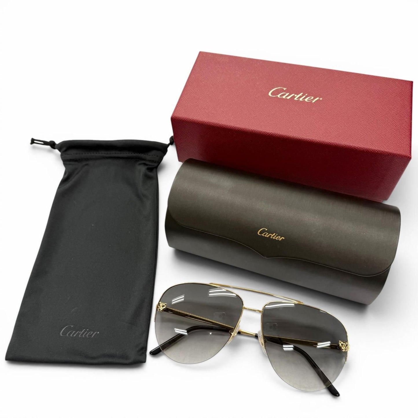 Cartier Panthere de Cartier Two Bridge Gradient Lens Eyewear Sunglasses Gold — view 2
