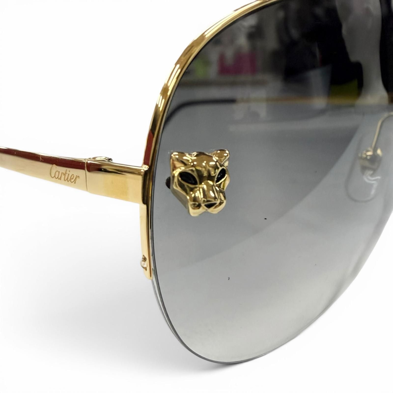 Cartier Panthere de Cartier Two Bridge Gradient Lens Eyewear Sunglasses Gold — view 8