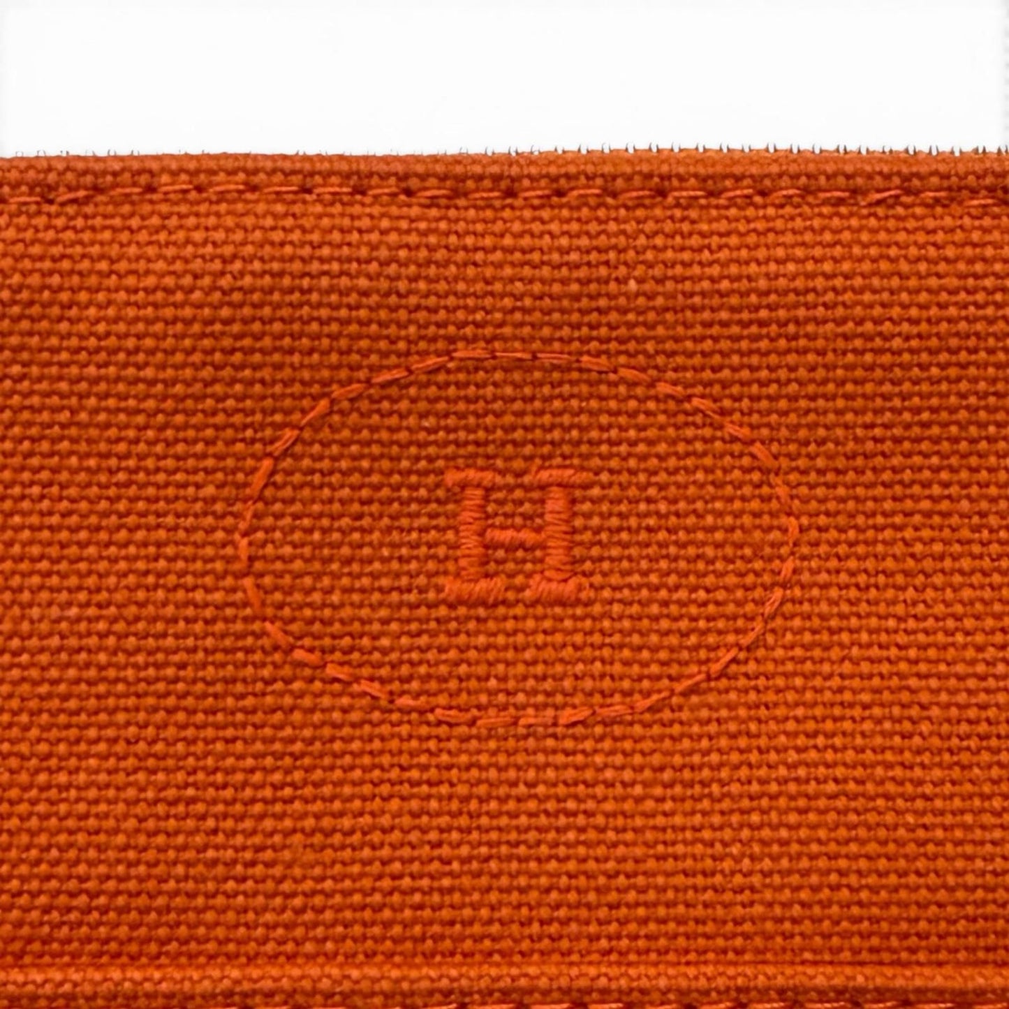 Hermes Bolide Pouch Cotton 100% Silver Embroidered Makeup Orange — view 7