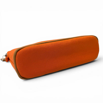 Hermes Bolide Pouch Cotton 100% Silver Embroidered Makeup Orange — view 3