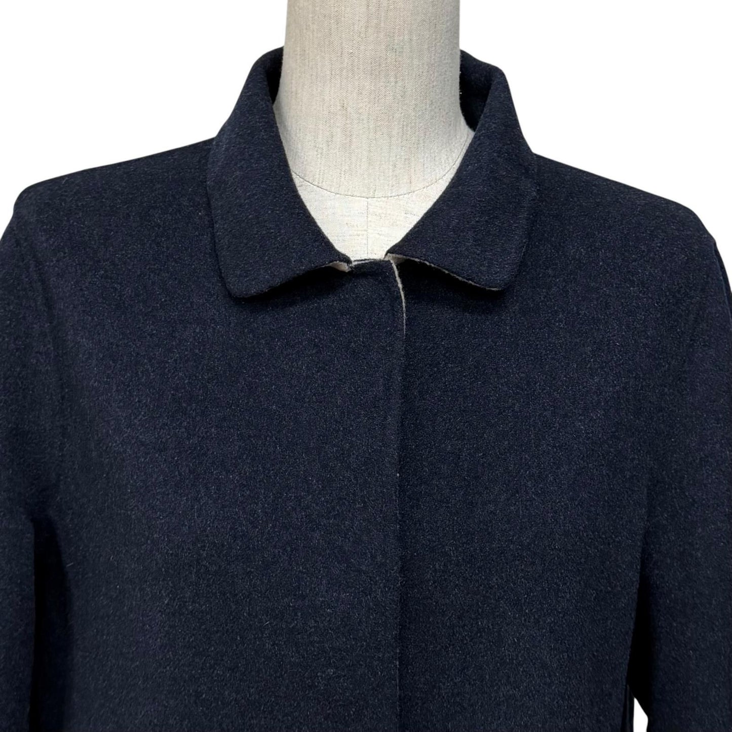 Max Mara Weekend Maxmara Reversible Wool Coat Navy Beige 44 — view 4