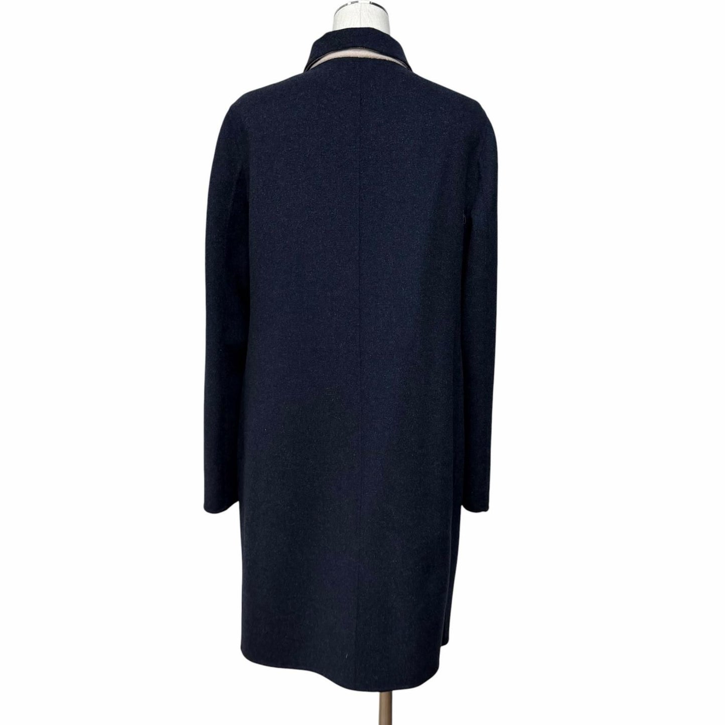 Max Mara Weekend Maxmara Reversible Wool Coat Navy Beige 44 — view 3