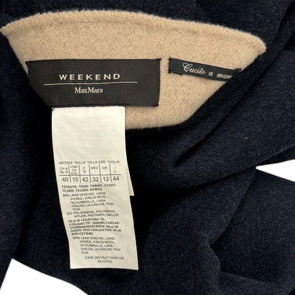 Max Mara Weekend Maxmara Reversible Wool Coat Navy Beige 44 — view 9