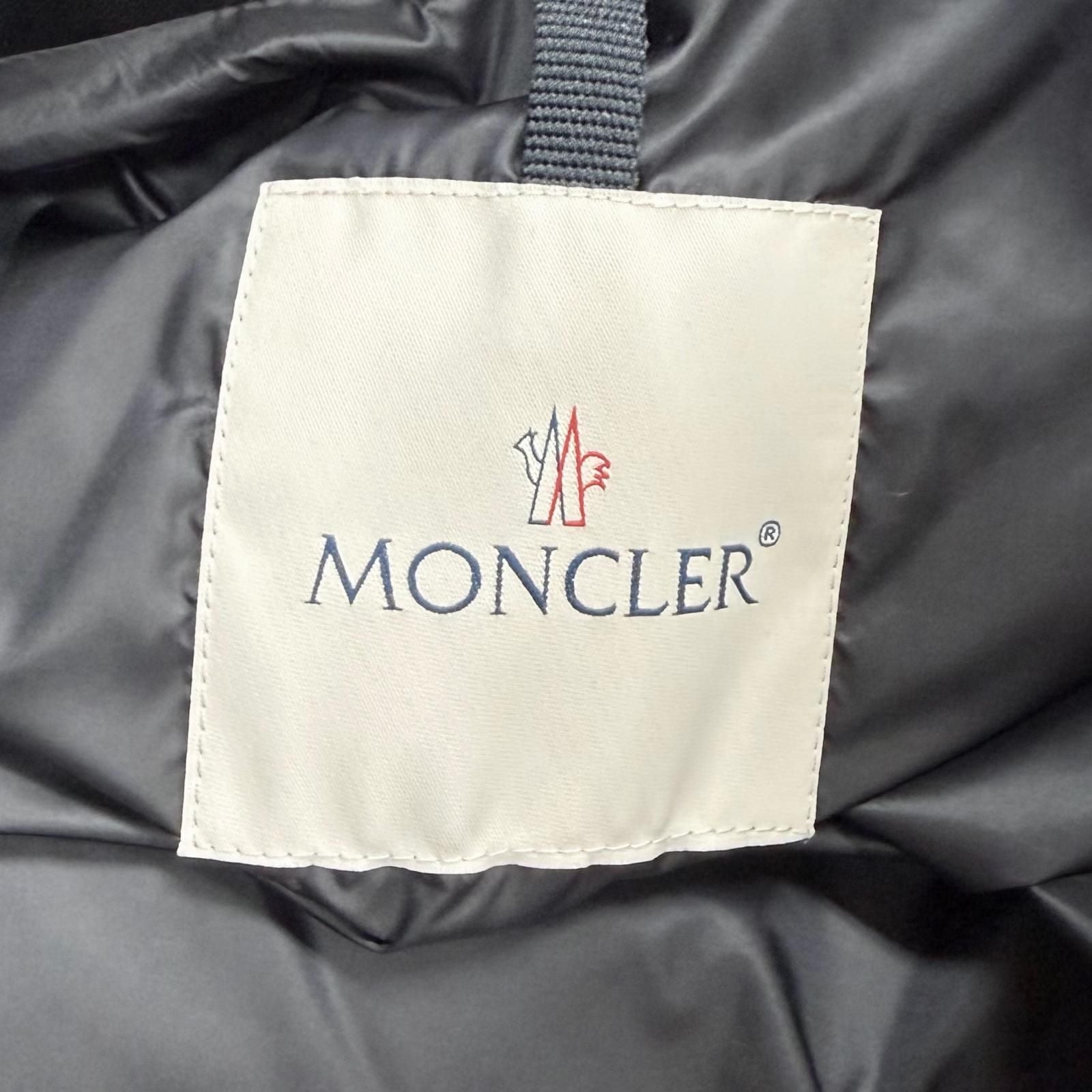 Moncler Adib Logo Button Zip UP Leather Down Jacket Black 1 Garment Hanger — view 9