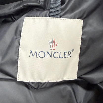Moncler Adib Logo Button Zip UP Leather Down Jacket Black 1 Garment Hanger — view 9