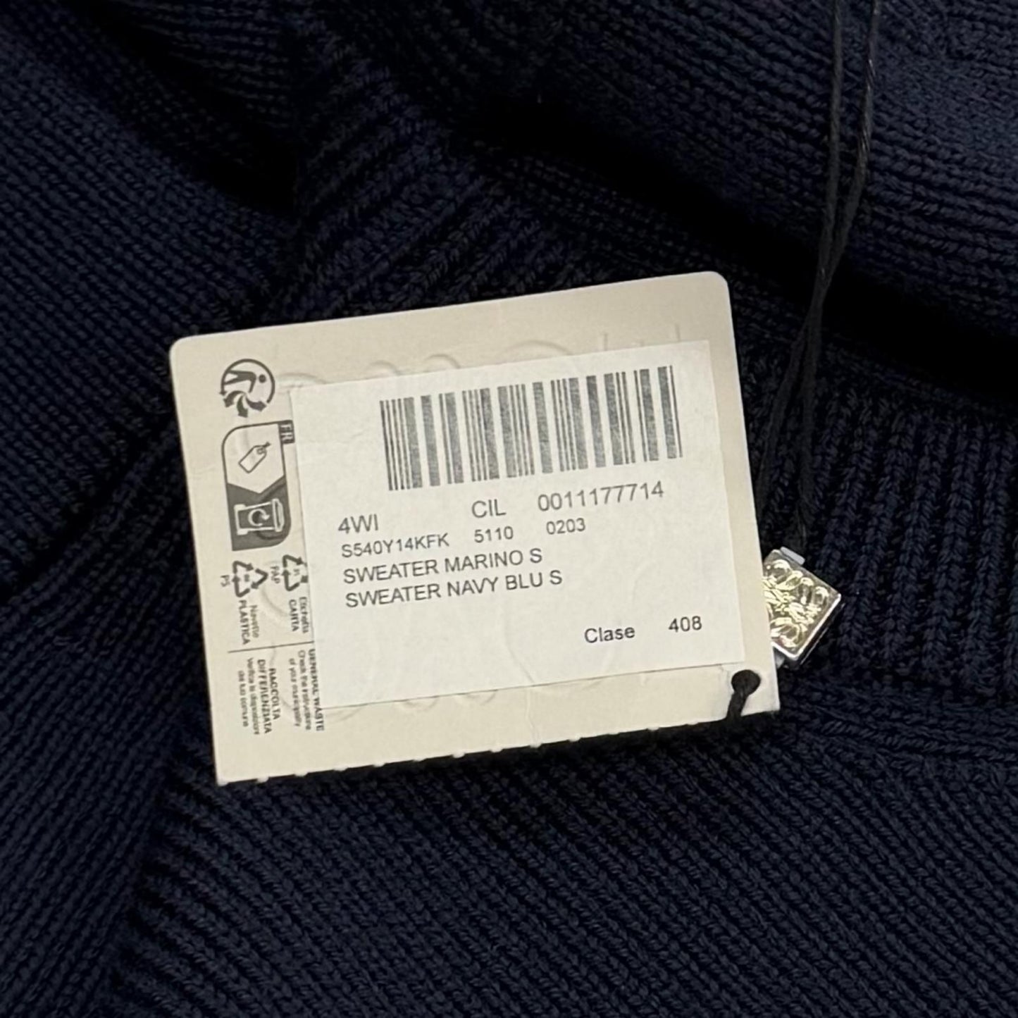Loewe Wool Anag Lambskin Patch Crew Neck Long Sleeve Knit Navy Sweater — view 9