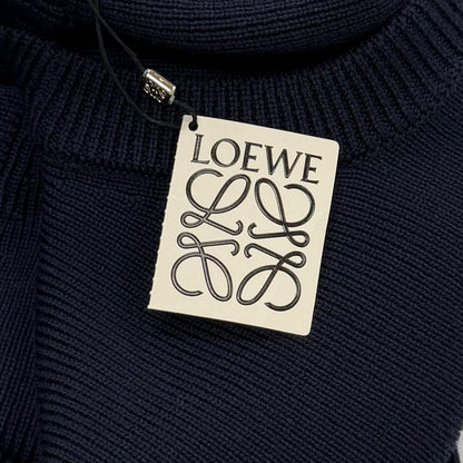 Loewe Wool Anag Lambskin Patch Crew Neck Long Sleeve Knit Navy Sweater — view 8
