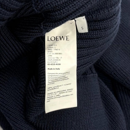 Loewe Wool Anag Lambskin Patch Crew Neck Long Sleeve Knit Navy Sweater — view 6
