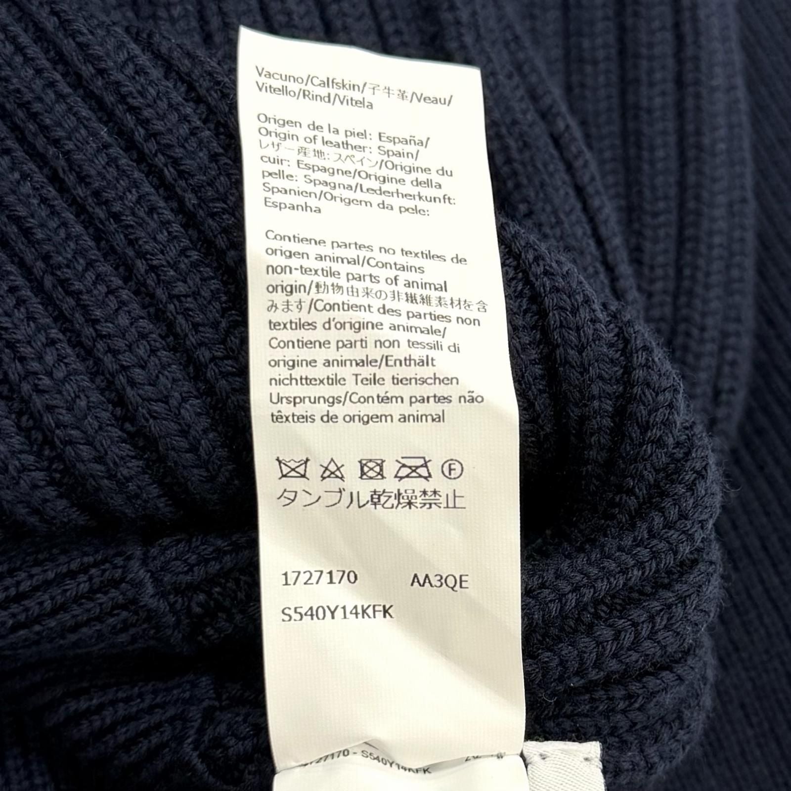 Loewe Wool Anag Lambskin Patch Crew Neck Long Sleeve Knit Navy Sweater — view 7