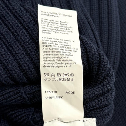 Loewe Wool Anag Lambskin Patch Crew Neck Long Sleeve Knit Navy Sweater — view 7