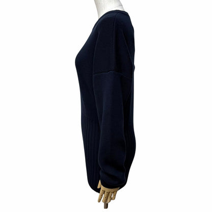 Loewe Wool Anag Lambskin Patch Crew Neck Long Sleeve Knit Navy Sweater — view 2