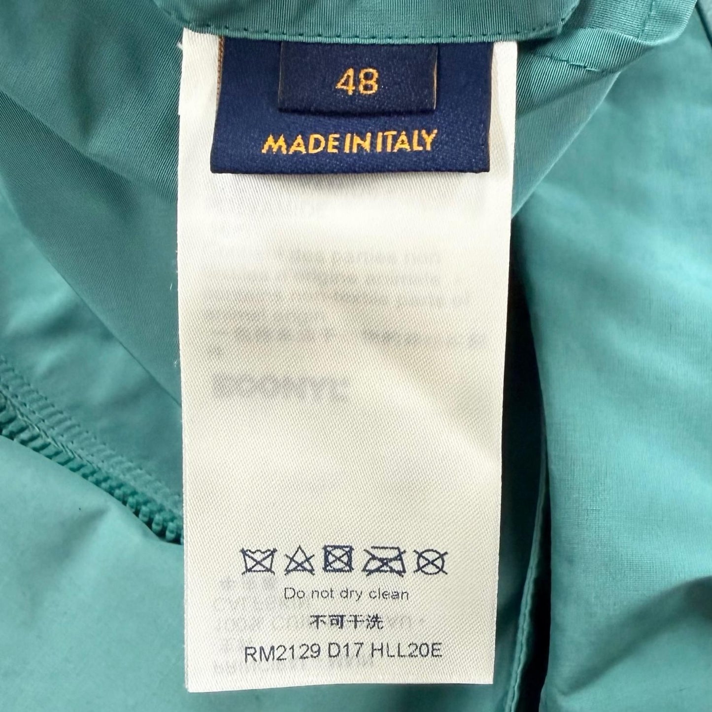 Louis Vuitton Leather Trim Zip Up Jacket Turquoise Blue 48 — view 9