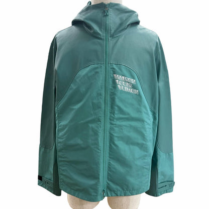 Louis Vuitton Leather Trim Zip Up Jacket Turquoise Blue 48