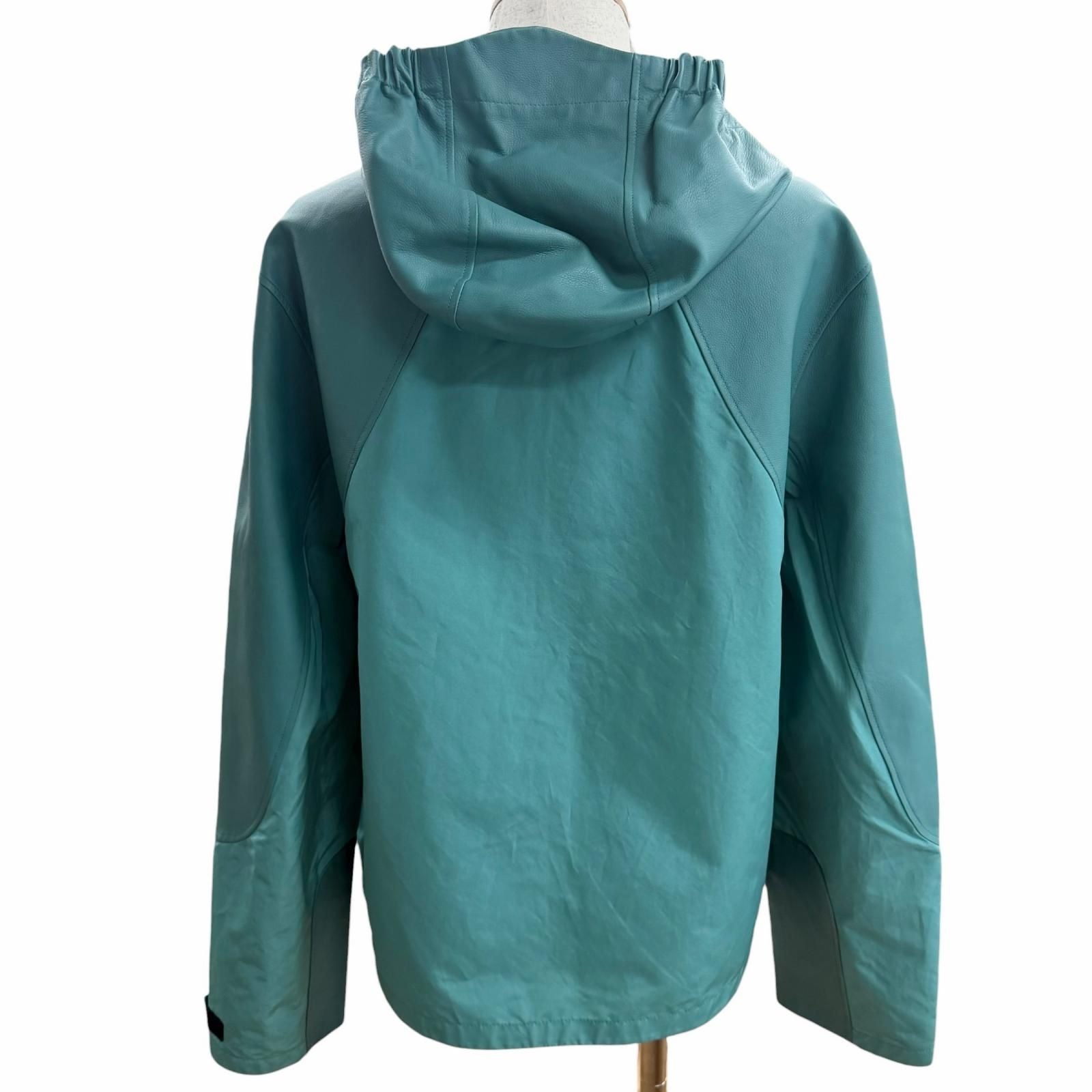 Louis Vuitton Leather Trim Zip Up Jacket Turquoise Blue 48 — view 4