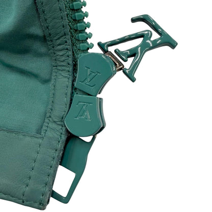 Louis Vuitton Leather Trim Zip Up Jacket Turquoise Blue 48 — view 7