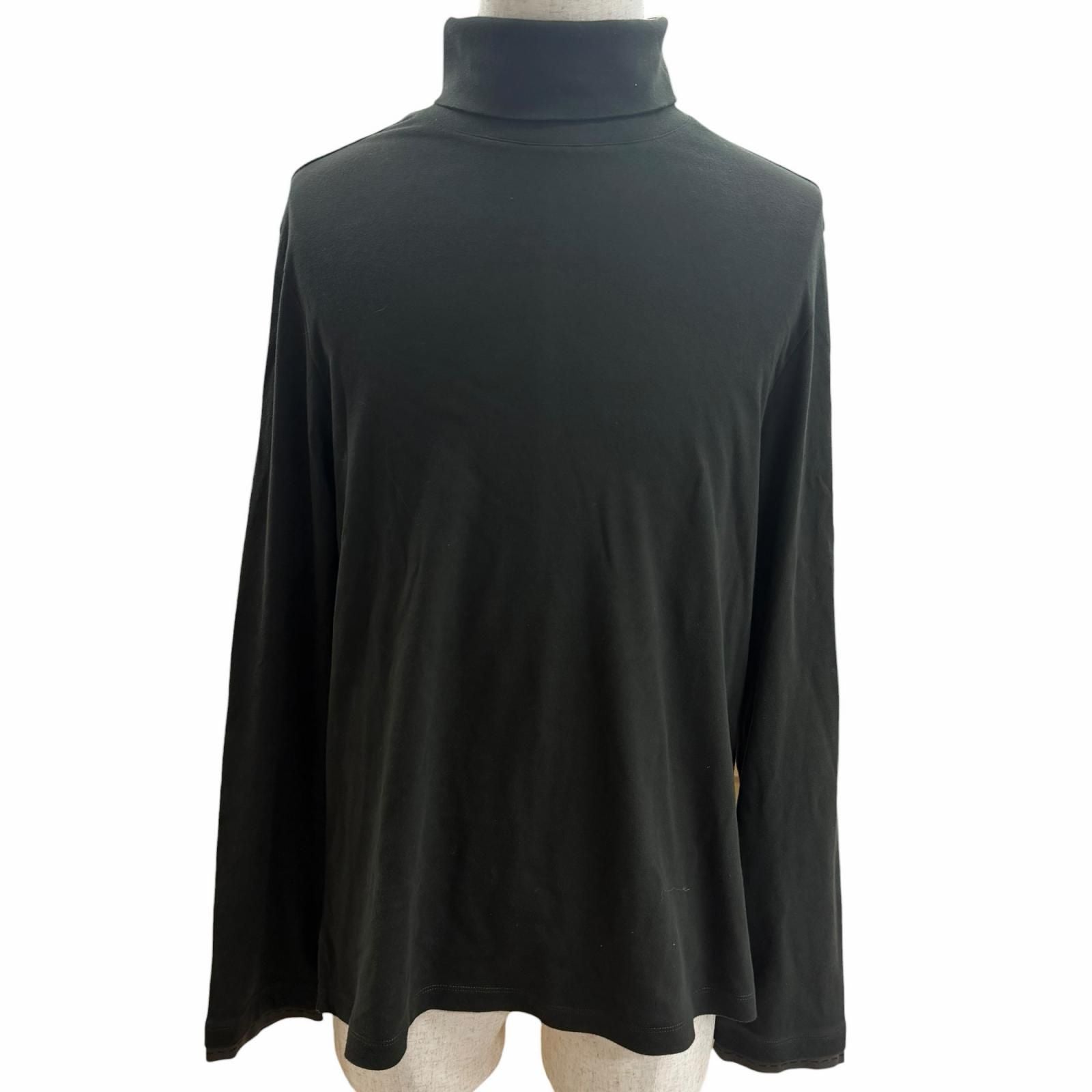 Hermes Cotton 100% Saddle Stitch High Neck Long Sleeve T-Shirt Khaki