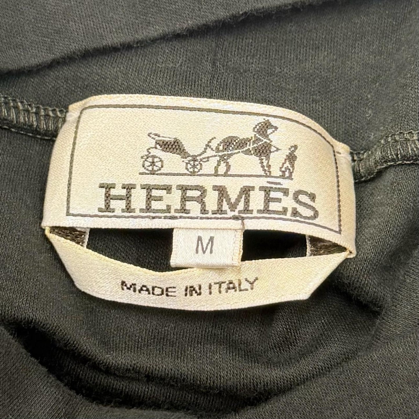 Hermes Cotton 100% Saddle Stitch High Neck Long Sleeve T-Shirt Khaki — view 6