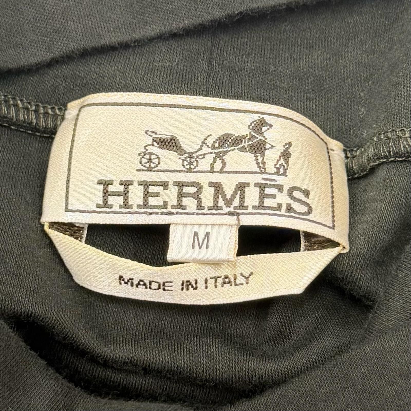 Hermes Cotton 100% Saddle Stitch High Neck Long Sleeve T-Shirt Khaki — view 6