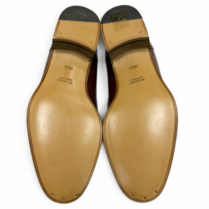 Gucci Web Line Horsebit Leather Loafers Bordeaux Gold 35.5 Box Recommended — view 9