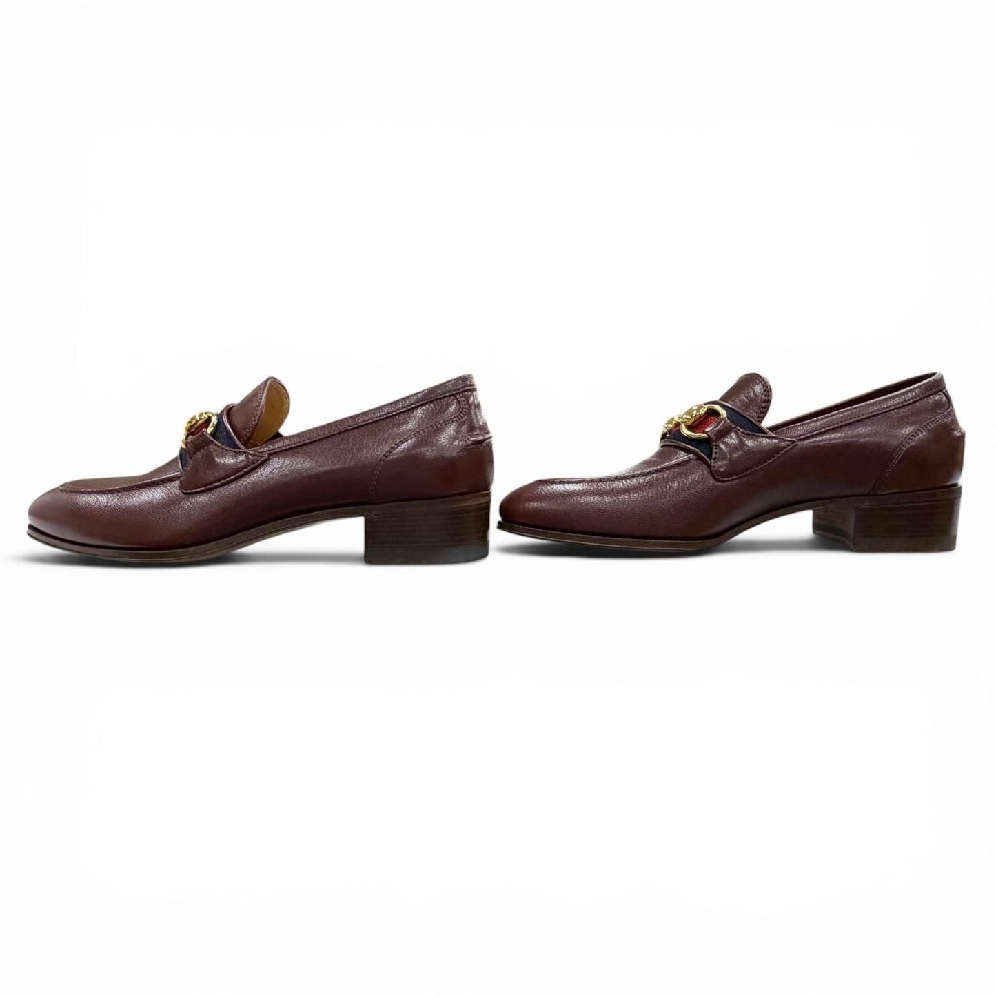 Gucci Web Line Horsebit Leather Loafers Bordeaux Gold 35.5 Box Recommended — view 4