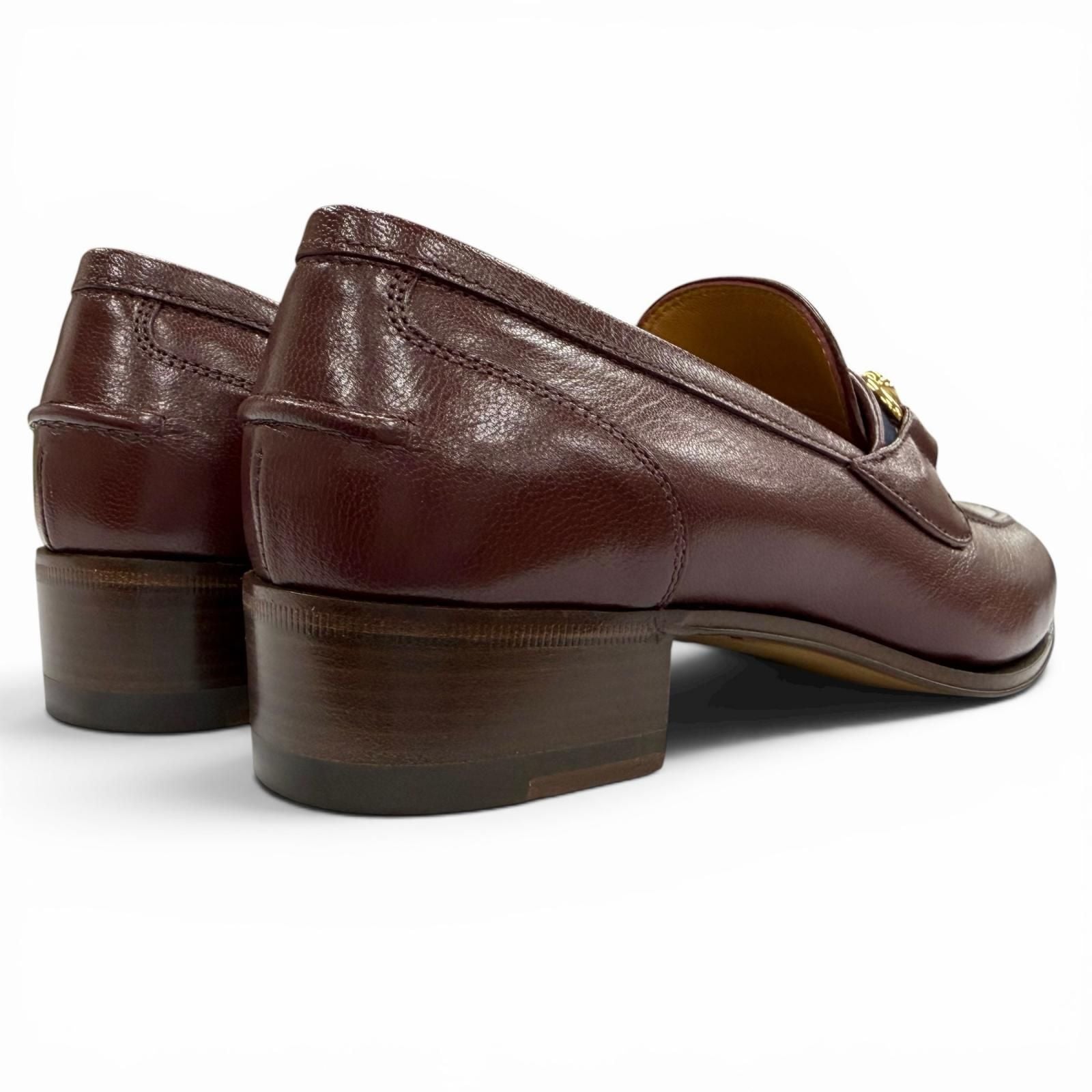 Gucci Web Line Horsebit Leather Loafers Bordeaux Gold 35.5 Box Recommended — view 6