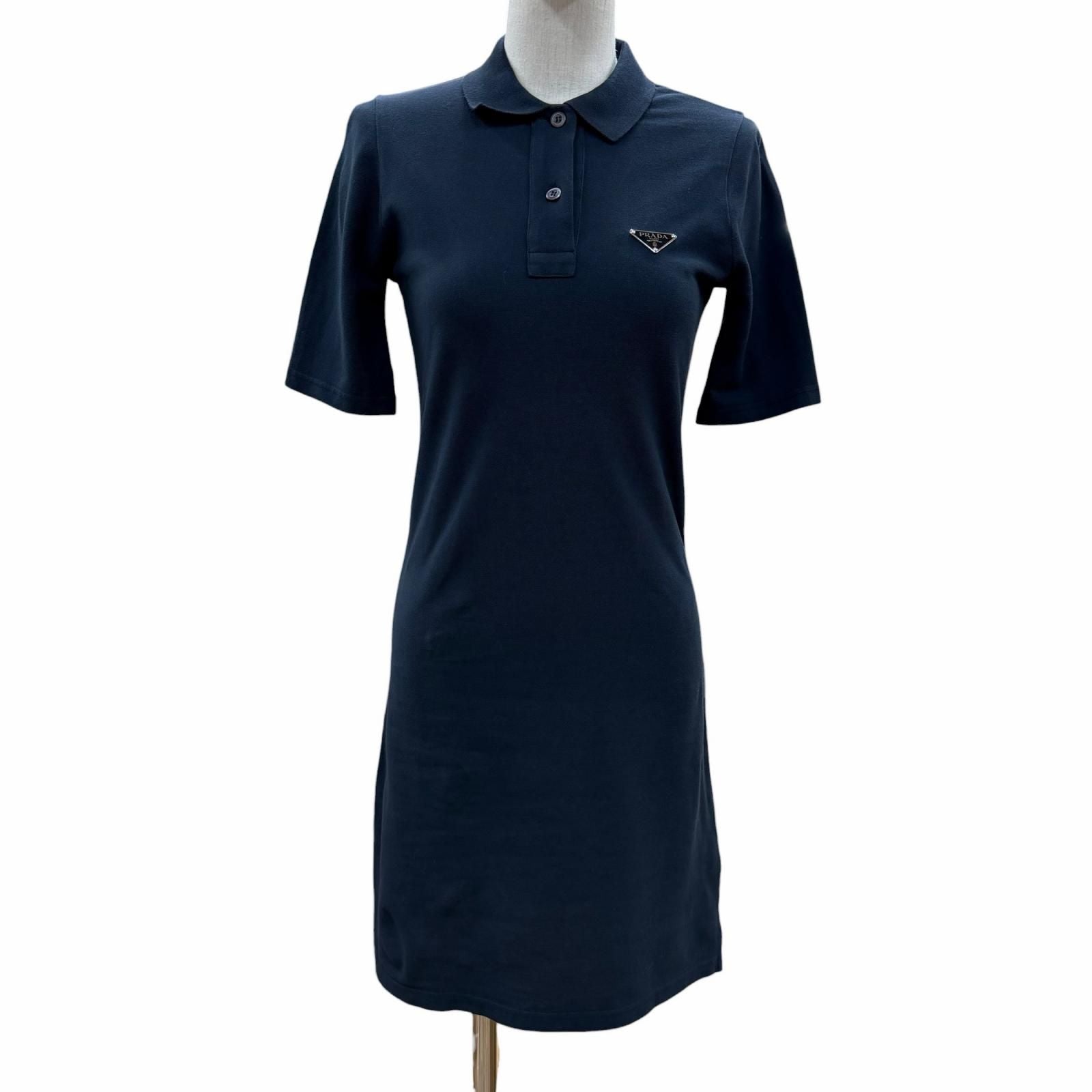 Prada Cotton 100% Pique Dress Navy 36