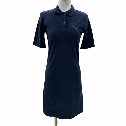 Prada Cotton 100% Pique Dress Navy 36
