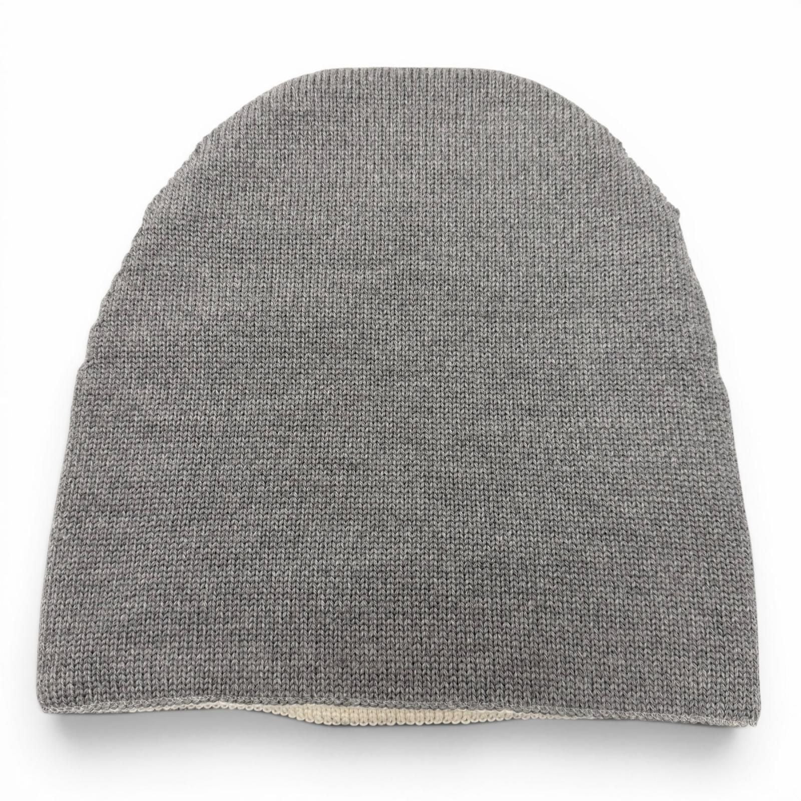 Chanel Sports Line Wool Silk CC Logo Hat Beanie Knit Cap Gray Ivory — view 8