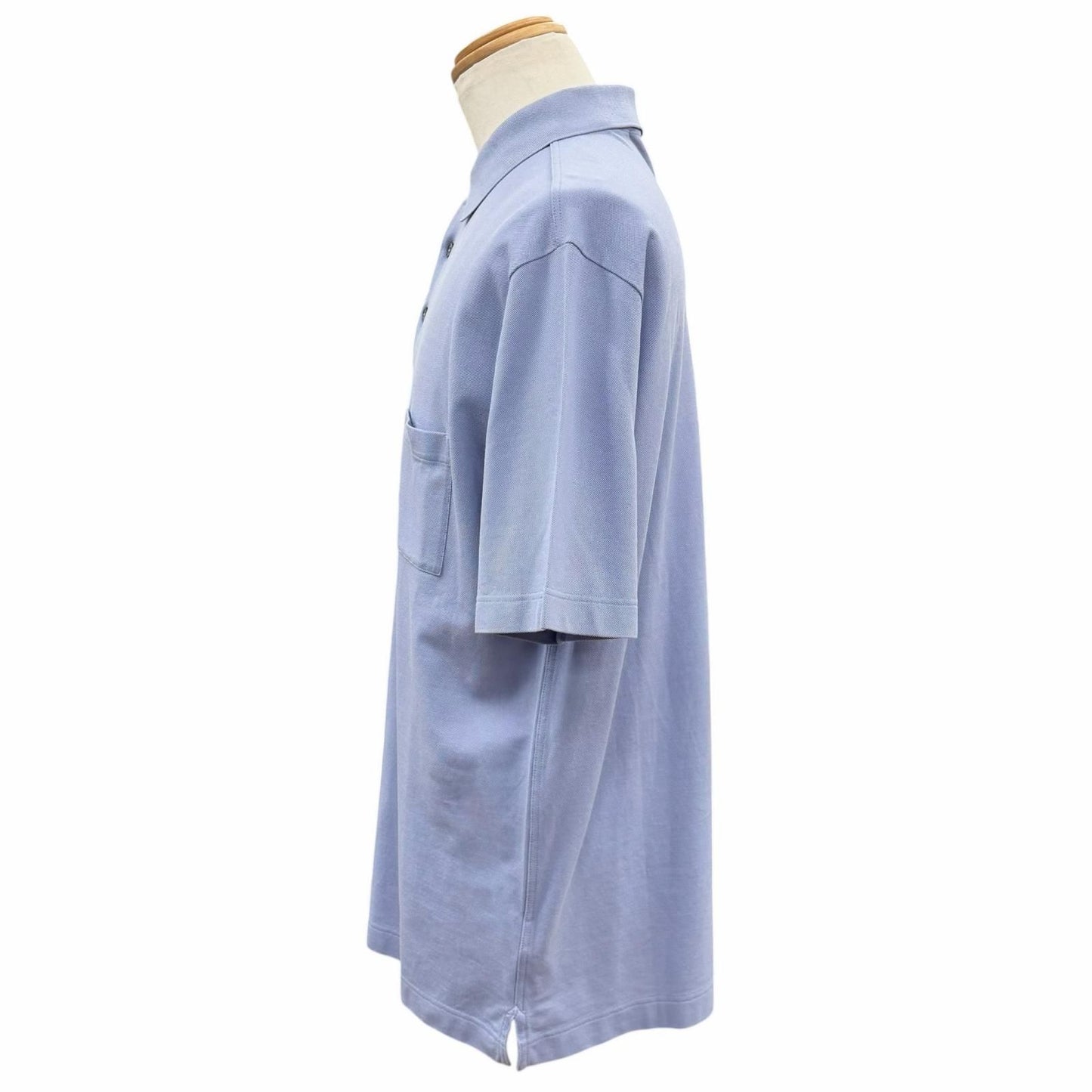 Hermes Cotton 100% Logo Embroidery Chest Pocket Short Sleeve Polo Shirt Purple — view 3