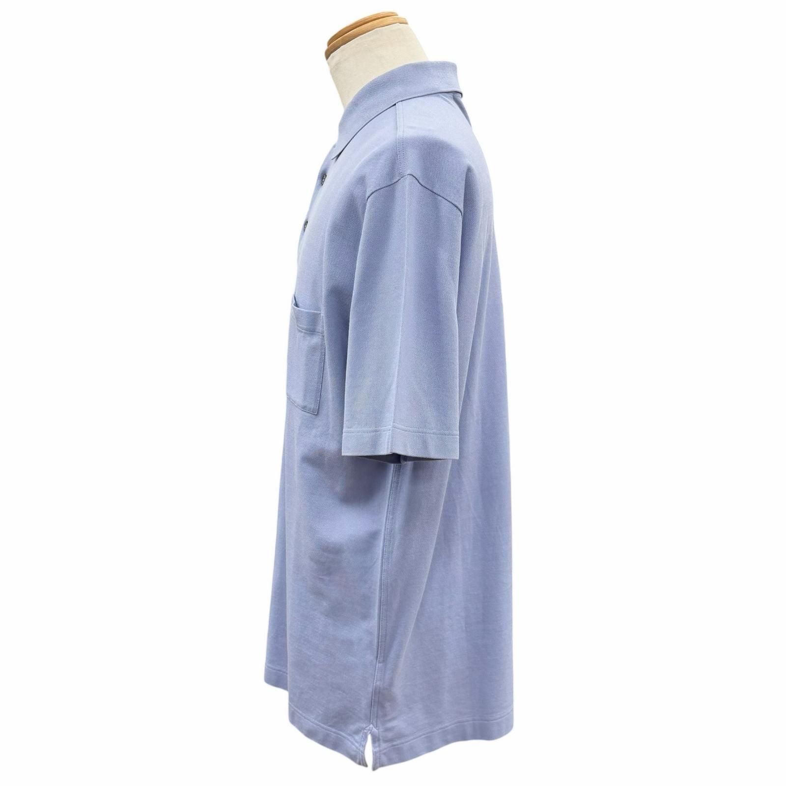 Hermes Cotton 100% Logo Embroidery Chest Pocket Short Sleeve Polo Shirt Purple — view 3