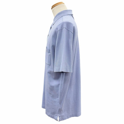 Hermes Cotton 100% Logo Embroidery Chest Pocket Short Sleeve Polo Shirt Purple — view 3