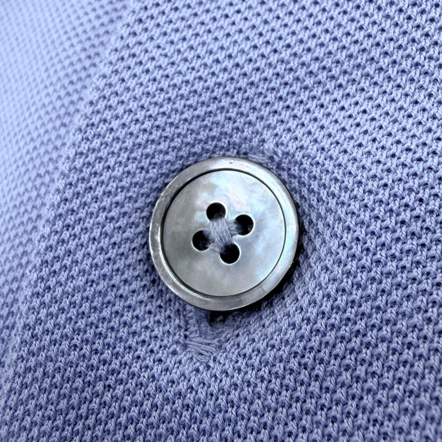 Hermes Cotton 100% Logo Embroidery Chest Pocket Short Sleeve Polo Shirt Purple — view 5