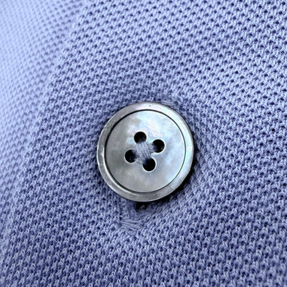 Hermes Cotton 100% Logo Embroidery Chest Pocket Short Sleeve Polo Shirt Purple — view 5