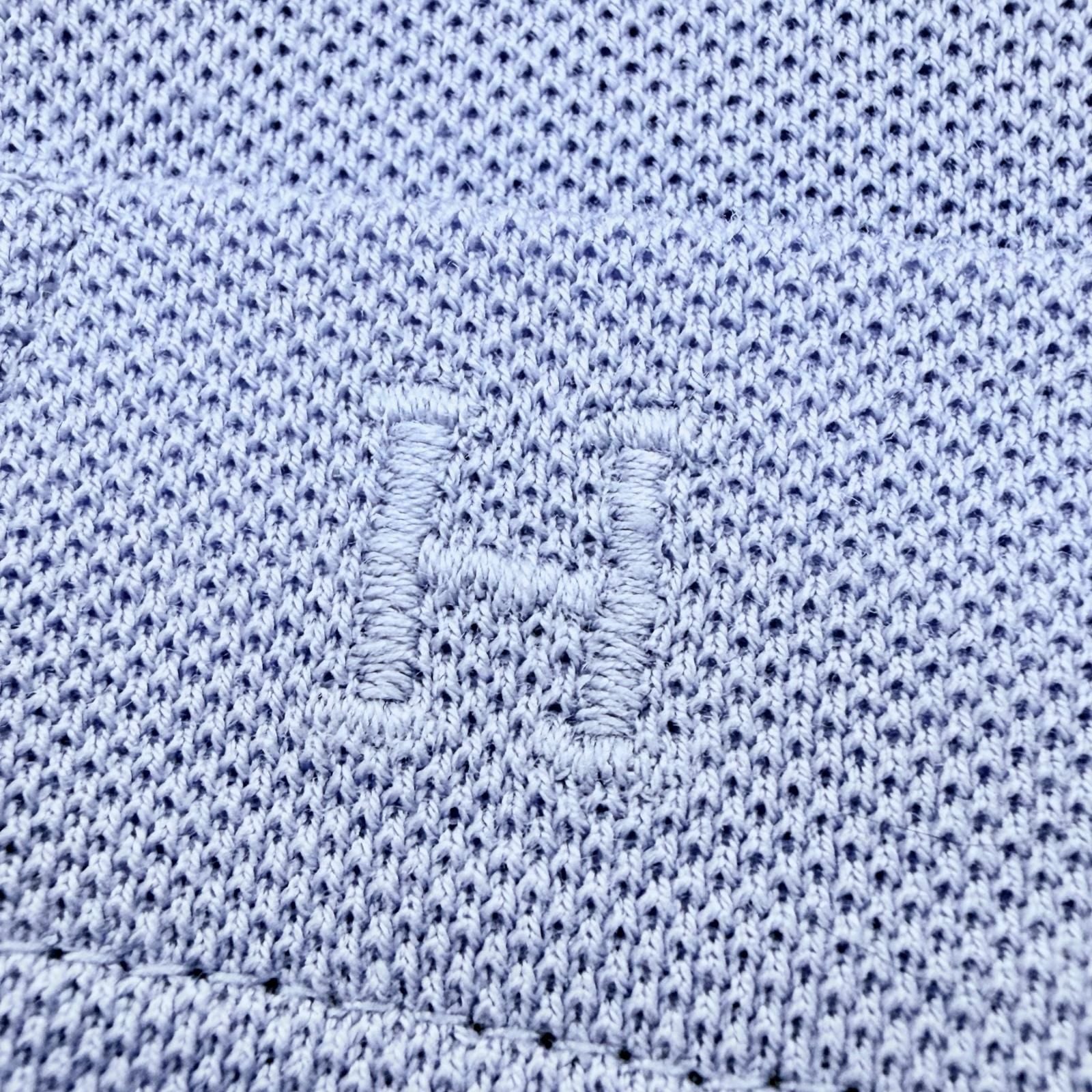 Hermes Cotton 100% Logo Embroidery Chest Pocket Short Sleeve Polo Shirt Purple — view 6