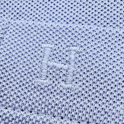 Hermes Cotton 100% Logo Embroidery Chest Pocket Short Sleeve Polo Shirt Purple — view 6