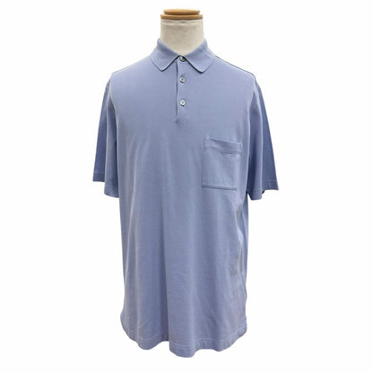 Hermes Cotton 100% Logo Embroidery Chest Pocket Short Sleeve Polo Shirt Purple