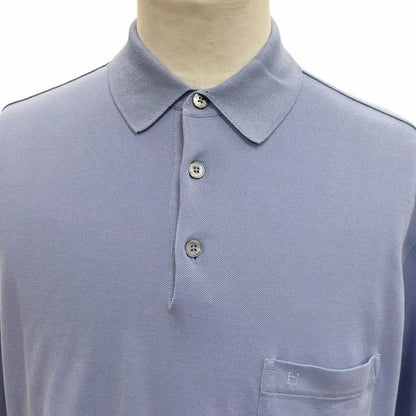 Hermes Cotton 100% Logo Embroidery Chest Pocket Short Sleeve Polo Shirt Purple — view 2